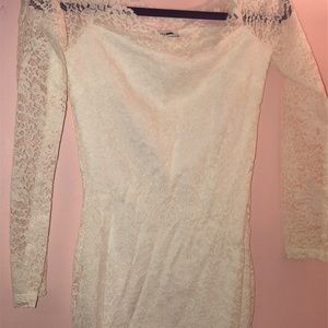 White Lace Long Sleeve Fashion Nova Dress